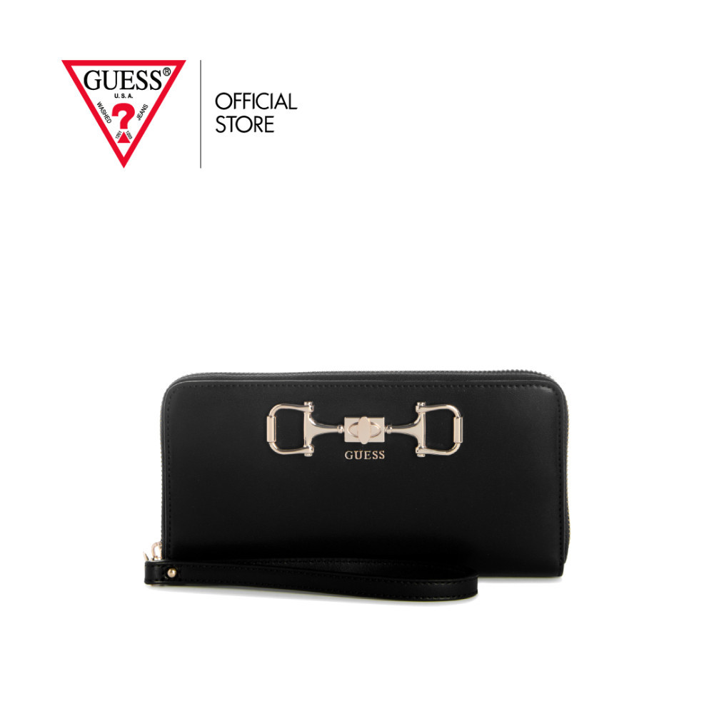 GUESS กระเป๋า รุ่น VG9910146 JANIE SLG LARGE ZIP AROUND สีดำ