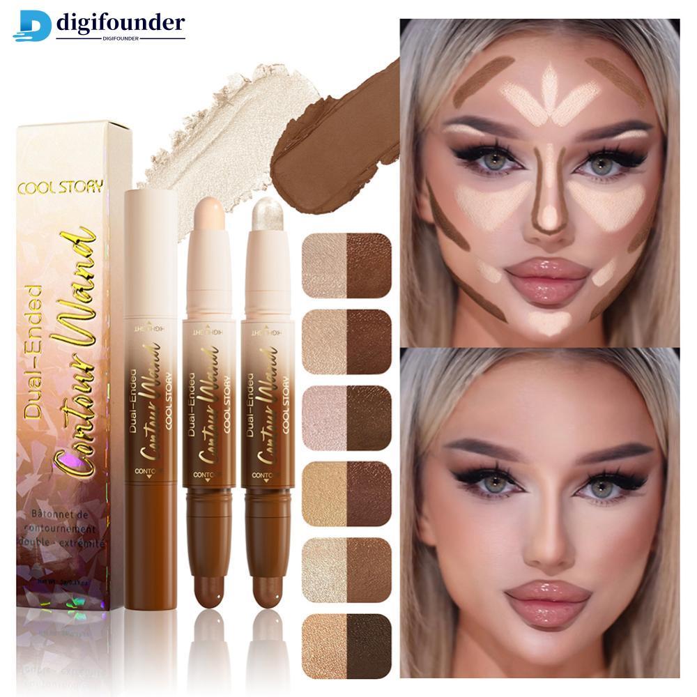 DIGIFOUNDER 2 in 1 Contour Stick Cream Highlighter Matte Bronzer Face Makeup Double End คอนซีลเลอร์จ