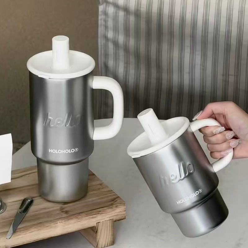 Holoholo Barley 316 สแตนเลส Ice Master ถ้วยนมตันขนาดใหญ่ความจุน้ํามูลค่าสูงฟางรถ Handy แก้ว 1,000ml
