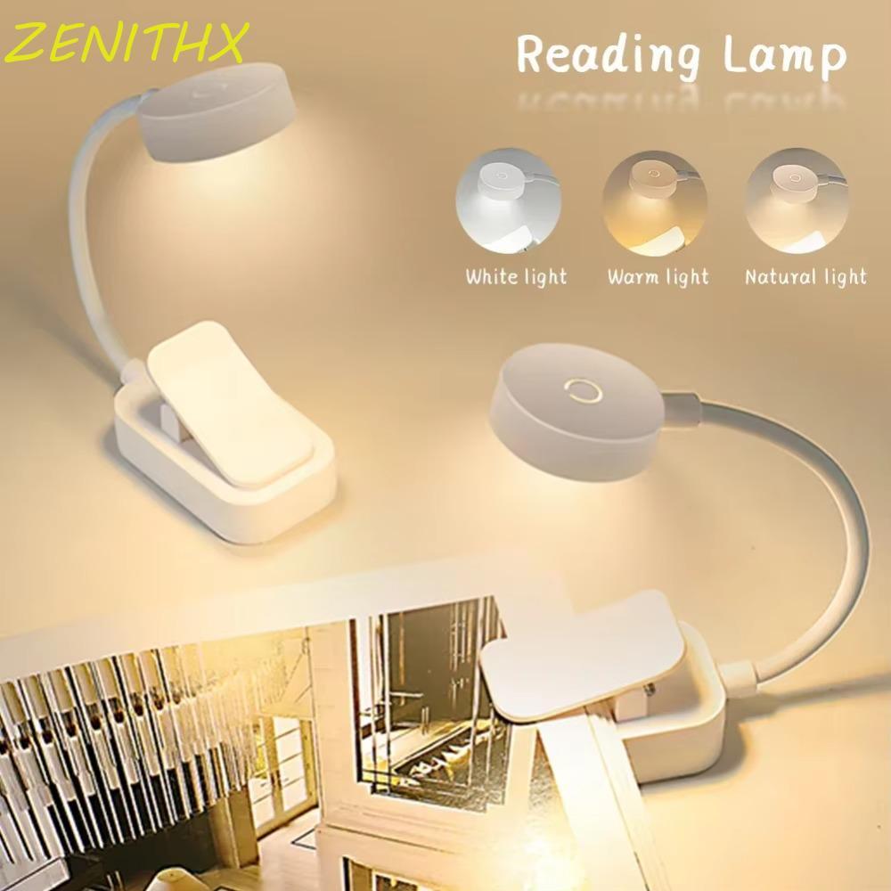 ZENITHX ไฟคลิปหนังสือ LED, โคมไฟตั้งโต๊ะห้องนอนหรี่แสงได้ 3 สี, แบบพกพาพับที่ถอดออกได้โคมไฟอ่านหนังสือแบบยืดหยุ่นพร้อมคลิปการเรียนรู้
