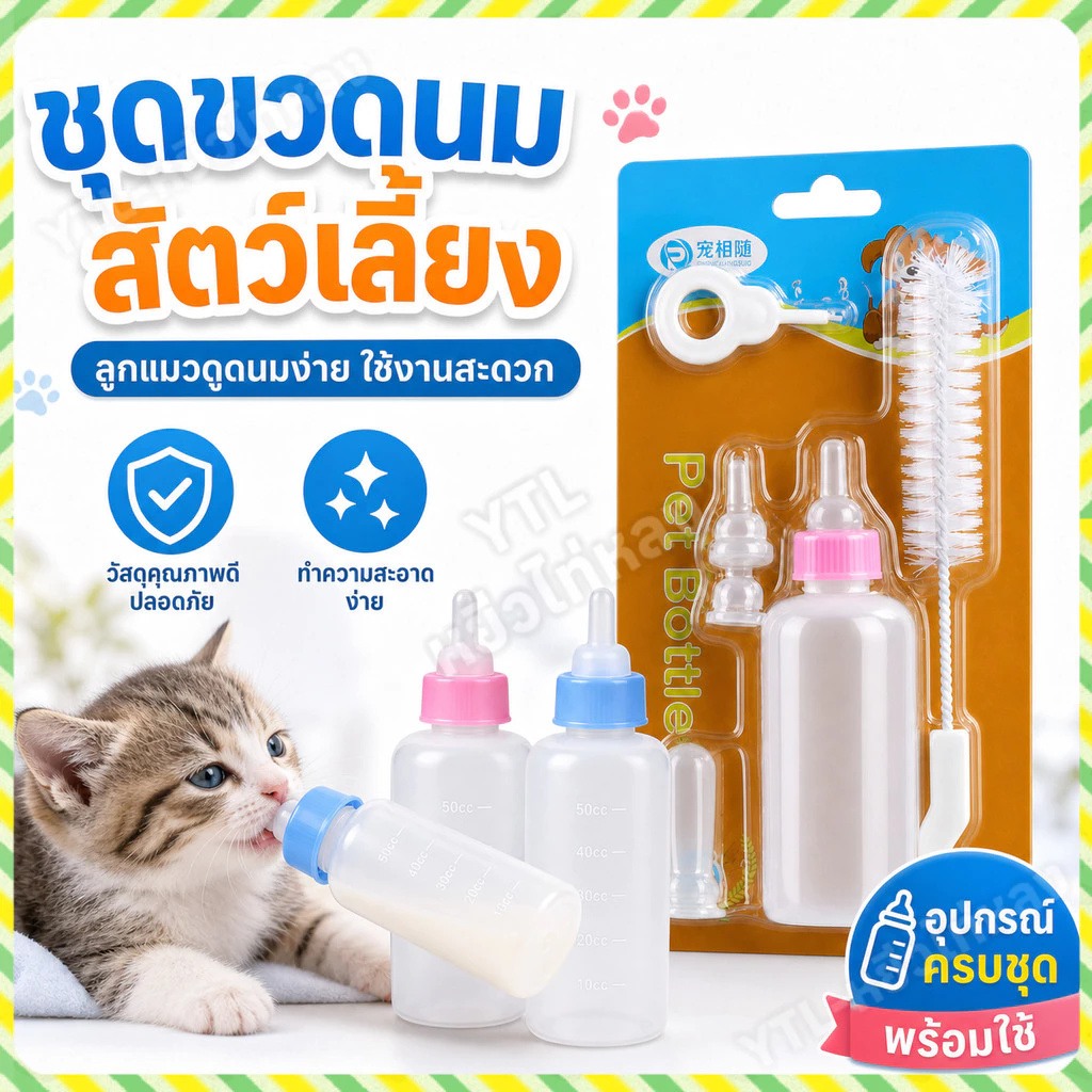 YTL ขวดนมสำหรับสัตว์เลี้ยง ของใช้สัตว์เลี้ยง สินค้าหมาแมว นมแพะ ขวดนมสำหรับป้อนลูกแมว และสุนัข60ml