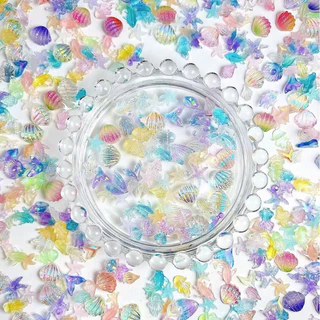 Aurora Mermaid Resin เรซินออโรร่า ธีมทะเล 50ชิ้น รูปนางเงือก เปลือกหอย ปลาดาว ตกแต่งเล็บ 🚀 พร้อมส่งทันที