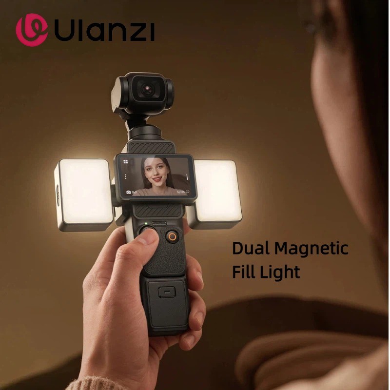 Ulanzi LM06 Magnetic Dual Fill Light สําหรับ DJI Osmo Pocket 3/4 หัวไฟปรับได้อิสระ