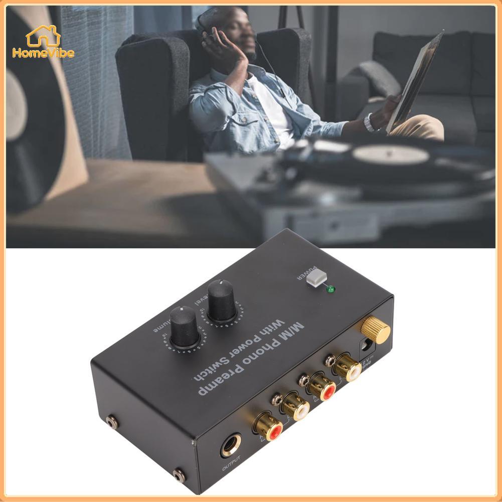 HomeVibe Phono Preamplifier Professional อิเล็กทรอนิกส์ PP500 เสียงรบกวนต่ำการทำงาน Phono Preamp EU ปลั๊ก 100-240V พร้อมอะแดปเตอร์ DC 12V สำหรับแล็ปท็อป