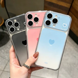 เคสโทรศัพท์ลายไล่สีเกรดพรีเมี่ยมกับรูปหัวใจ เคสไอโฟน17air เหมาะสำหรับ IPhone 16 17 15 14 13 12 11 Pro Max 15 Plus