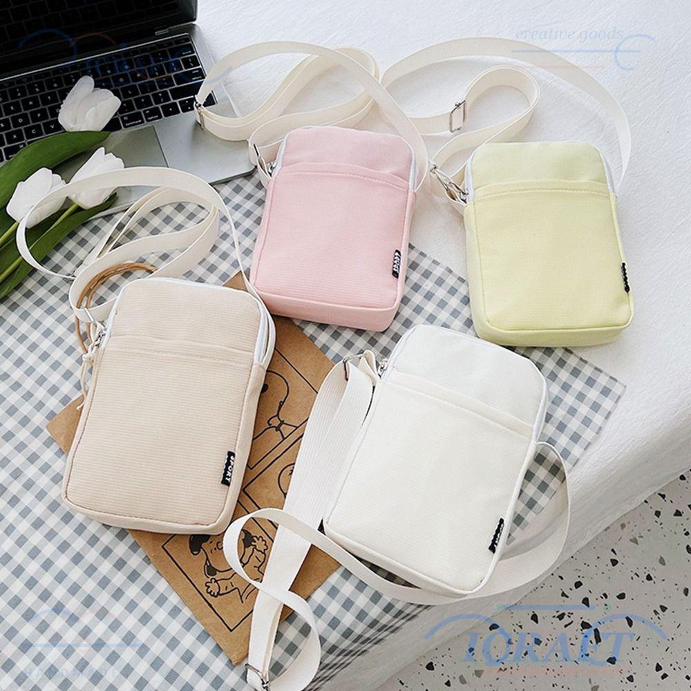 กระเป๋าคราฟท์สะพายไหล่ แบบซิปล็อก สีทึบ มีช่องสำหรับใส่โทรศัพท์ขนาดเล็ก