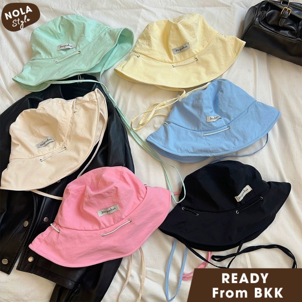 ✨Nola (B180) หมวกบัคเก็ต Baggy มีหลายสี หมวกกันแดดแฟชั่นสำหรับผู้หญิง มีเชือก