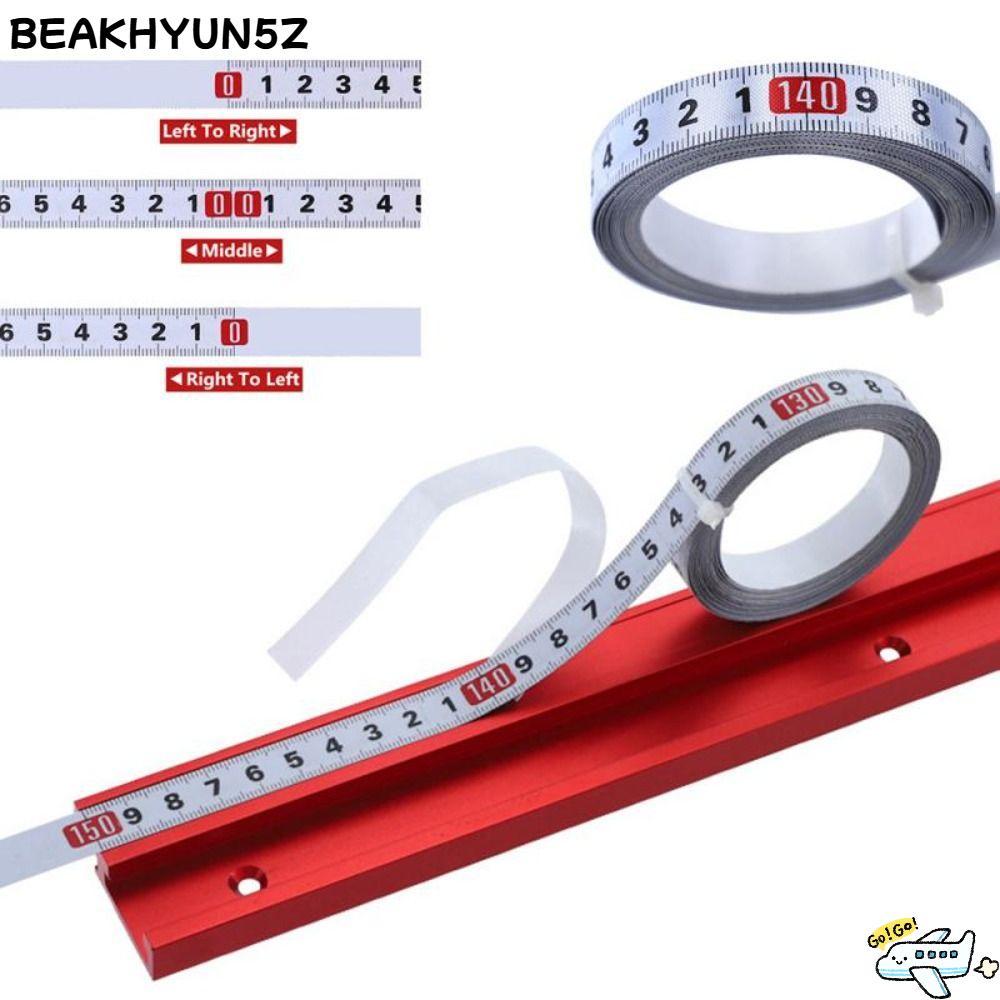 BEAKHYUN5Z เทปวัด, เทปวัดโลหะแบบมีกาวในตัวกว้าง 13 มม., ทนทาน 1/2/ ยาวสแตนเลสกาวกลับเทปไม้บรรทัด Miter Track