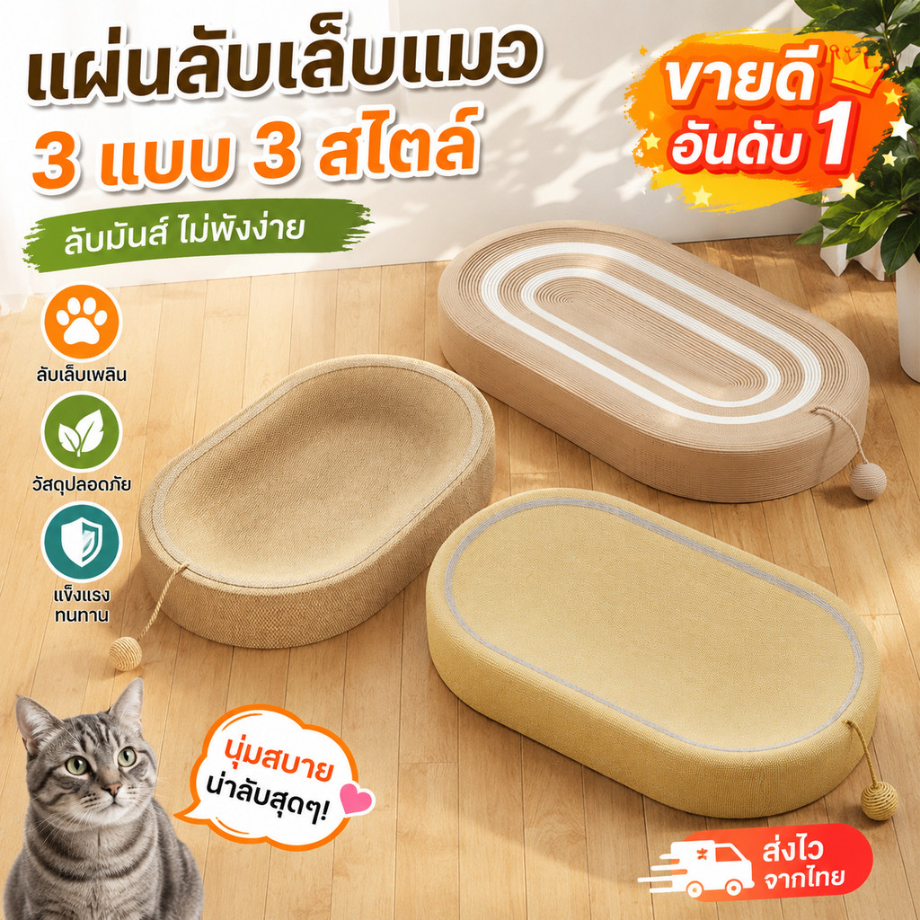ของเล่นแมว ลับเล็บแมว ฝนเล็บแมว ลับเล็บ สามารถใช้เป็นครอกแมวได้ 3in1ที่ฝนเล็บ มีหลายสไตล์