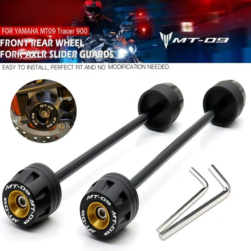 ด้านหลังเพลาหน้าส้อม Crash Slider รถจักรยานยนต์ล้อสําหรับ YAMAHA MT-09 FZ-09 2014-2020 MT09 FZ09 MT0