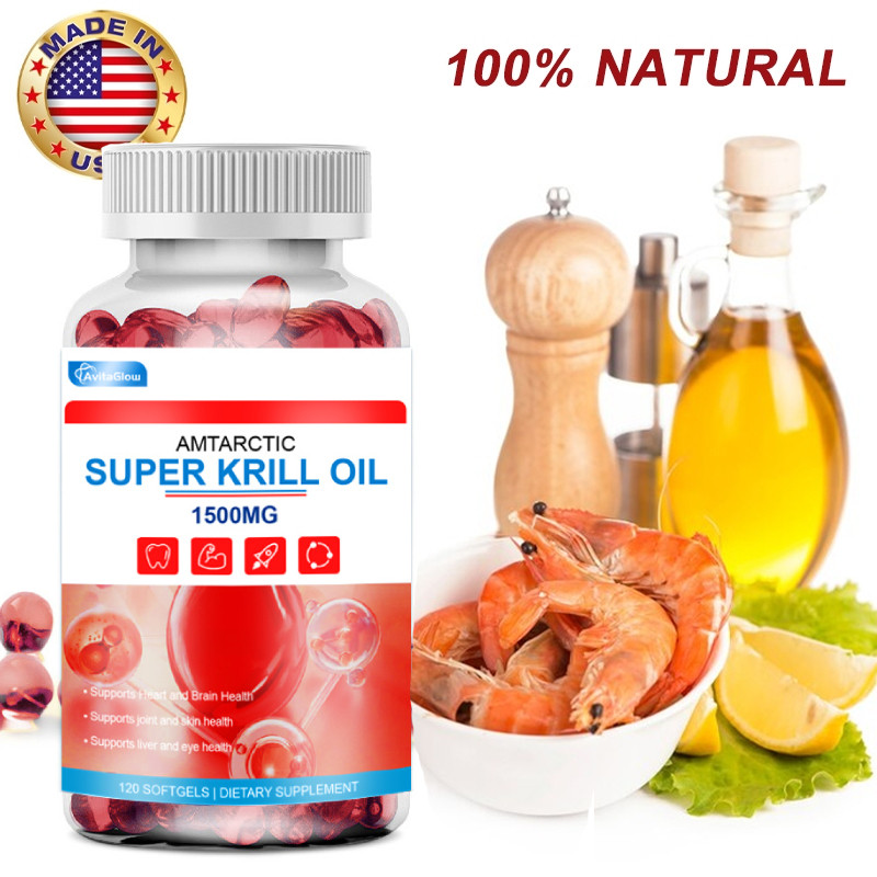 120 เม็ด Pure Antarctic Super Krill Oil 1500MG อาหารเสริมน้ำมันปลาสนับสนุนหัวใจสมองข้อต่อและผิวหนัง