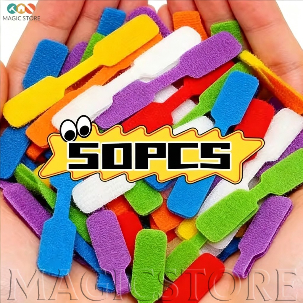 [H&L] 10/30/50PCS - ป้ายสายเคเบิลไนลอนสายผูกนํากลับมาใช้ใหม่แท็กลวดแบบมีกาวในตัว Writable Wipeable Wire Tags Home Office Organizer Supply /ออกแบบใหม่