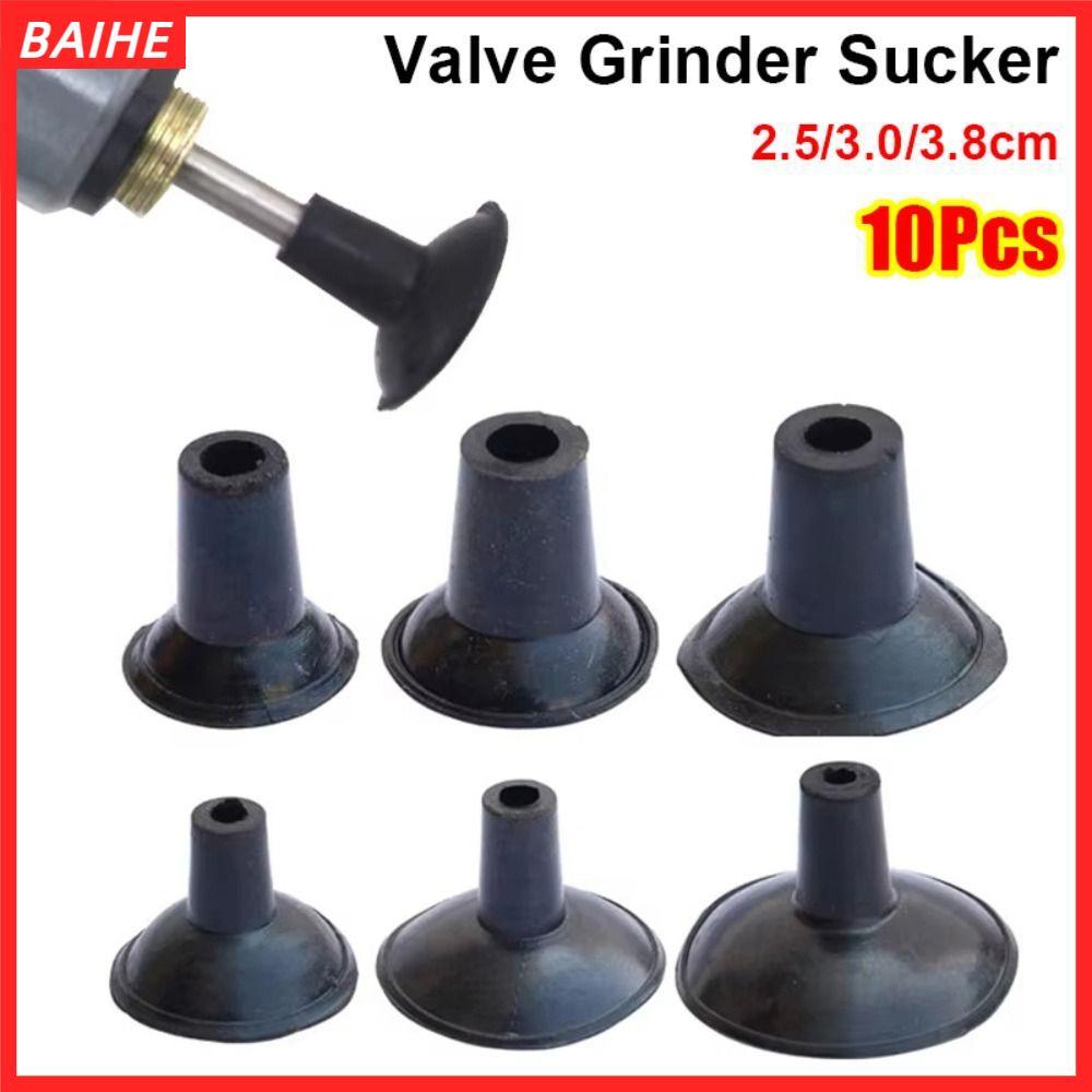 BAIHE 10 ชิ้นบดถ้วย,สีดํา 2.5/3.0/3.8 ซม.เครื่องบดวาล์ว Sucker,ยาง Electro-pneumatic วาล์วรถเครื่องมือบดสําหรับรถรถจักรยานยนต์