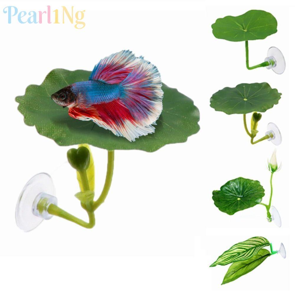PEARLTH Fish Spaw ไม้ประดับ,ถ้วยดูดจําลองใบบัว/ใบประดิษฐ์ Betta Fish Rest Leaf,Rest/ซ่อน/วางปลาพลาสติก REST Terrace