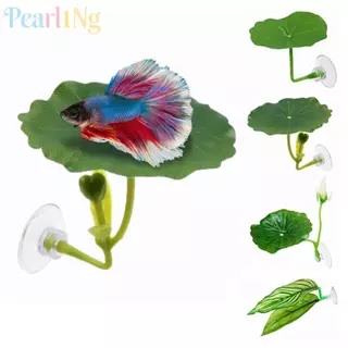 PEARLTH Fish Spaw ไม้ประดับ,ถ้วยดูดจําลองใบบัว/ใบประดิษฐ์ Betta Fish Rest Leaf,Rest/ซ่อน/วางปลาพลาสติก REST Terrace