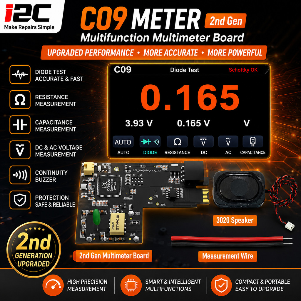 I2C C09 C10 2nd Gen มัลติฟังก์ชั่มัลติมิเตอร์ Plug-in โมดูลขยาย 0-10A Current Test ไดโอดความต้านทาน 