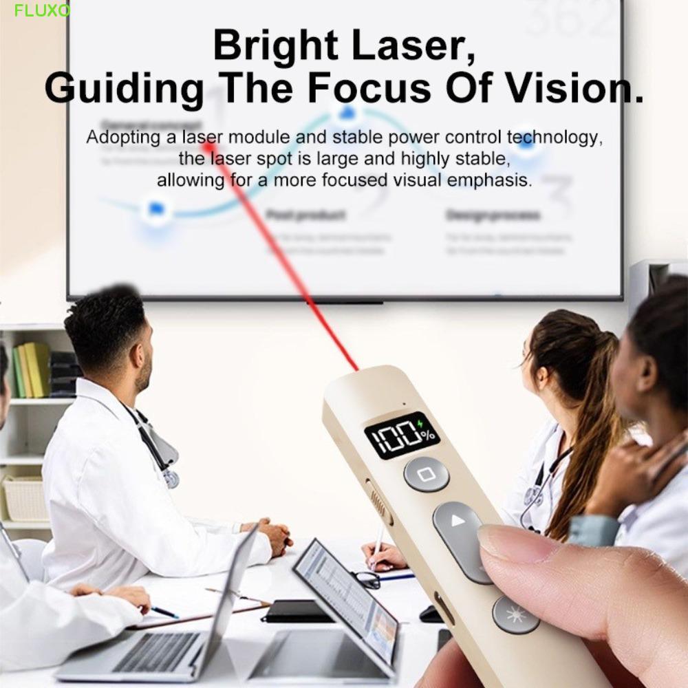FLUXO Laser Pointer Clicker, 2.4GHz Meeting Wireless Flip Pen Clicker, สบาย Grip Remote Presentation