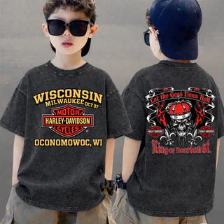 COD 2026 สินค้าใหม่ ทรงหลวม คอกลม เสื้อเด็ก kids Distressed T-shirt ผ้าฝ้าย เด็กชาย เสื้อผ้าเด็ก t-shirt Q370