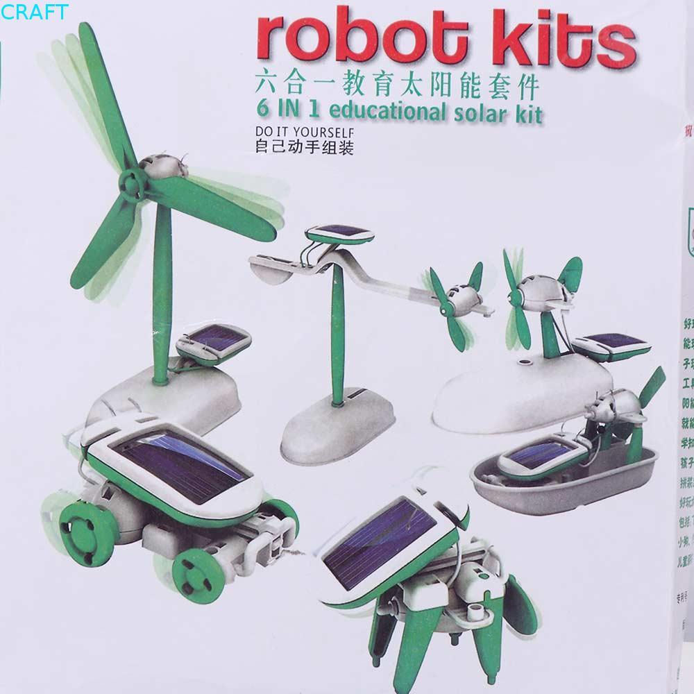 CRAFT หุ่นยนต์พลังงานแสงอาทิตย์, 6-In-1 Renewable Energy ประกอบเรือพัดลม,ของขวัญวันเกิดห้องปฏิบัติการการศึกษา Windmill รถวิทยาศาสตร์ของเล่น Lab DIY