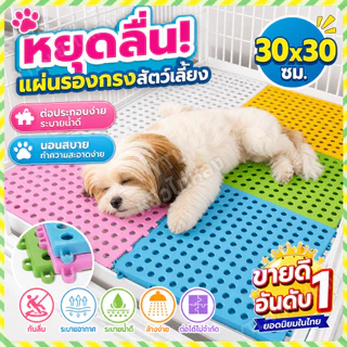 YTL🐶แผ่นจิ๊กซอว์ปูกรง DIYรองกรงสัตว์เลี้ยง สามารถกันลื่นได้ พรมดักทรายแมว แผ่นรองกรงสัตว์เลี้ยง 30*30cm