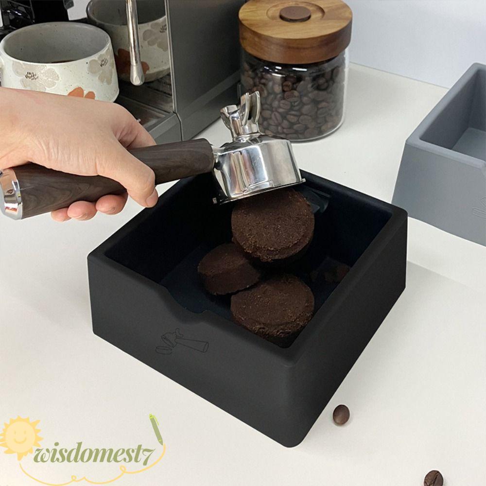 WISDOM Espresso Knock Box,Quiet Tamping และ Knock Out Coffee Grounds Bin,Multi-Functional Non-Slip B