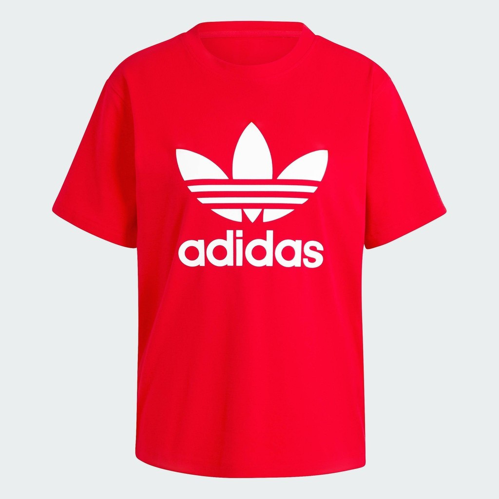 Adidas Adidas Lifestyle Trefoil Regular เสื้อยืดผู้หญิง สีแดง IR9536