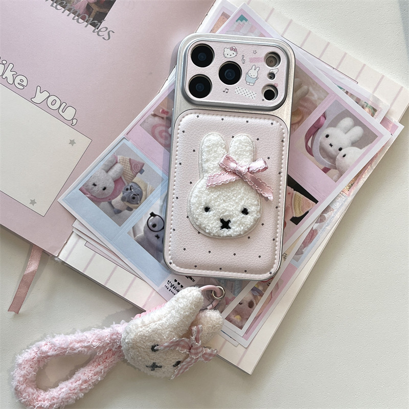 หนังหน้าต่างขนาดใหญ่สีชมพู Miffy กระต่าย Samsung S22 S23 S24 S25 S26 FE Ultra เคสโทรศัพท์ S25FE เคสป้องกัน A56 A55 กรณี