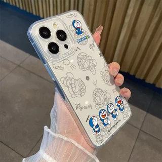 การ์ตูนการ์ตูนโดราเอมอนโทรศัพท์มือถือนุ่มเคสใสเข้ากันได้iPhone 7Plus 15Plusพรีเมี่ยม14Plus 13ProMaxแฟชั่น16ProMax 12ProMax Creative 11 XR 17PROกันกระแทกป้องกันกรณี