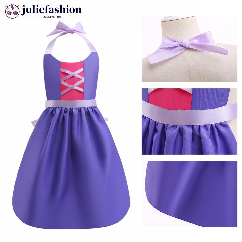 JULIEFASHION สาวสไตล์เจ้าหญิง Art Smock ผ้ากันเปื้อน Fairy Tale พิมพ์ปรับแขวนคอ & Tie กลับล้างทําควา