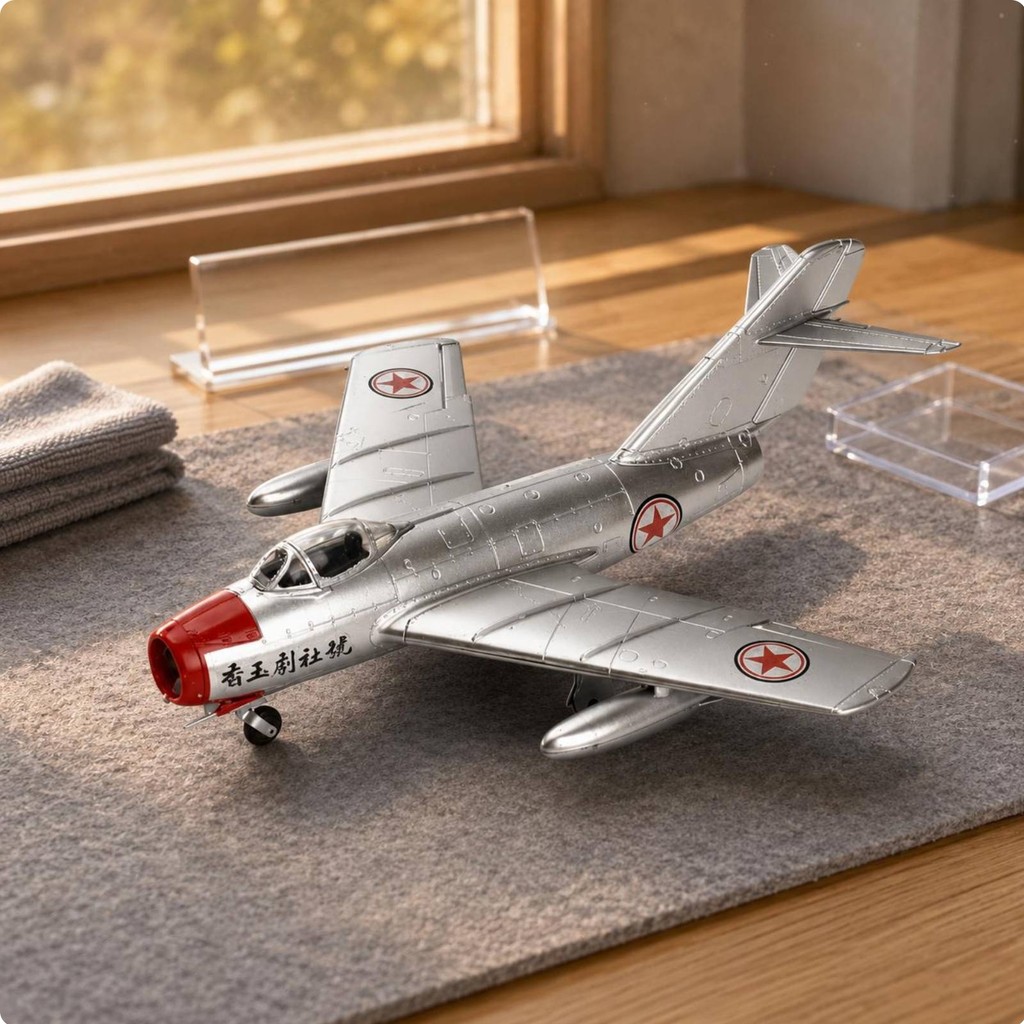 Silver Finish MiG-15 Model Twin Tail Jet Fighter Model Underwing Tanks