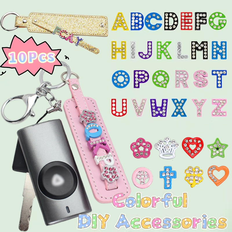 สุ่ม 10 ชิ้น 8 มิลลิเมตรที่มีสีสันสไลด์ตัวอักษร Bling ตัวอักษร Rhinestones Fit สําหรับ DIY Charms พวงกุญแจสายรัดข้อมือสร้อยข้อมือ