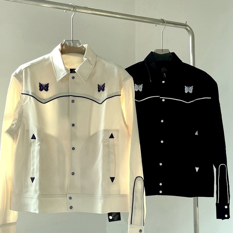 ISOB Needles Track Track Butterfly Embroidered Black Jacket Japanese Retro Palace Style Short Blazer