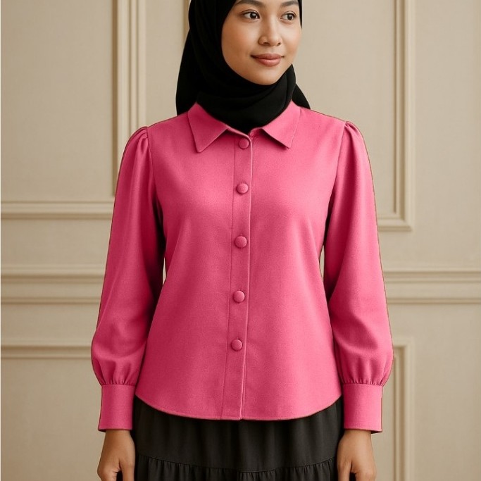 เสื้อเบลาส์ Bella คอปก สไตล์ cey เครปอิตาลี ผ้านุ่ม 10wrna plus size fyp