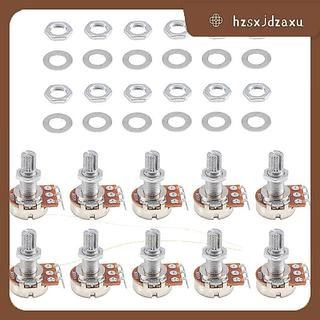 hzsxjdzaxuGuitar ขนาดเล็กหม้อ A500K Potentiometers สําหรับชิ้นส่วนกีตาร์ (แพ็ค 10 ชิ้น)