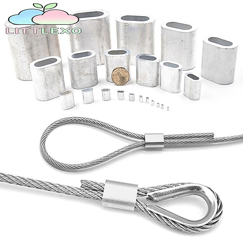 LITTLEX 10-50 ชิ้น Crimp Sleeve,รูปไข่คลิปสายเคเบิล,ฮาร์ดแวร์ M1 ถึง M12 อลูมิเนียมลวด Ferrules ลวดเหล็กเชือก