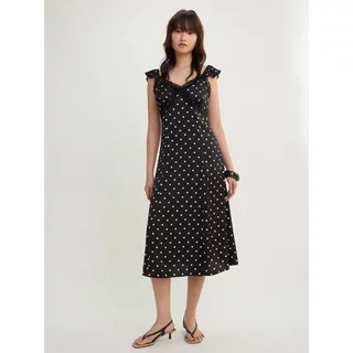 [Pomelo] เดรสยาวลายจุดสายระบาย / Ruffle Strap Polka Dot Midi Dress