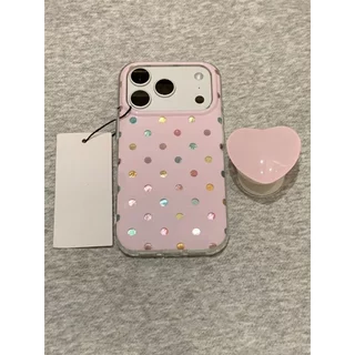 เคสโทรศัพท์ เหมาะสําหรับ iPhone 7 8 X XS XR XSMAX 11 12 13 14 15 16 17 Pro max Plus Air Color Polka Dot + Love Bracket กันกระแทกกันกระแทกเคสรวมทุกอย่าง HLEI