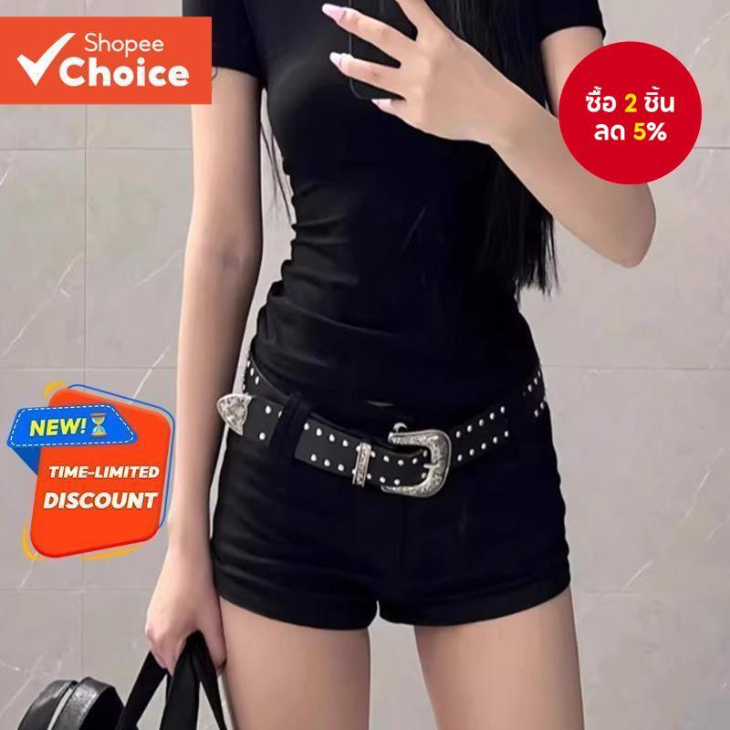 Y2K Studded เข็มขัดสําหรับผู้หญิง - เข็มขัดวินเทจสองแถวสําหรับกางเกงยีนส์และกระโปรงหนังแฟชั่น