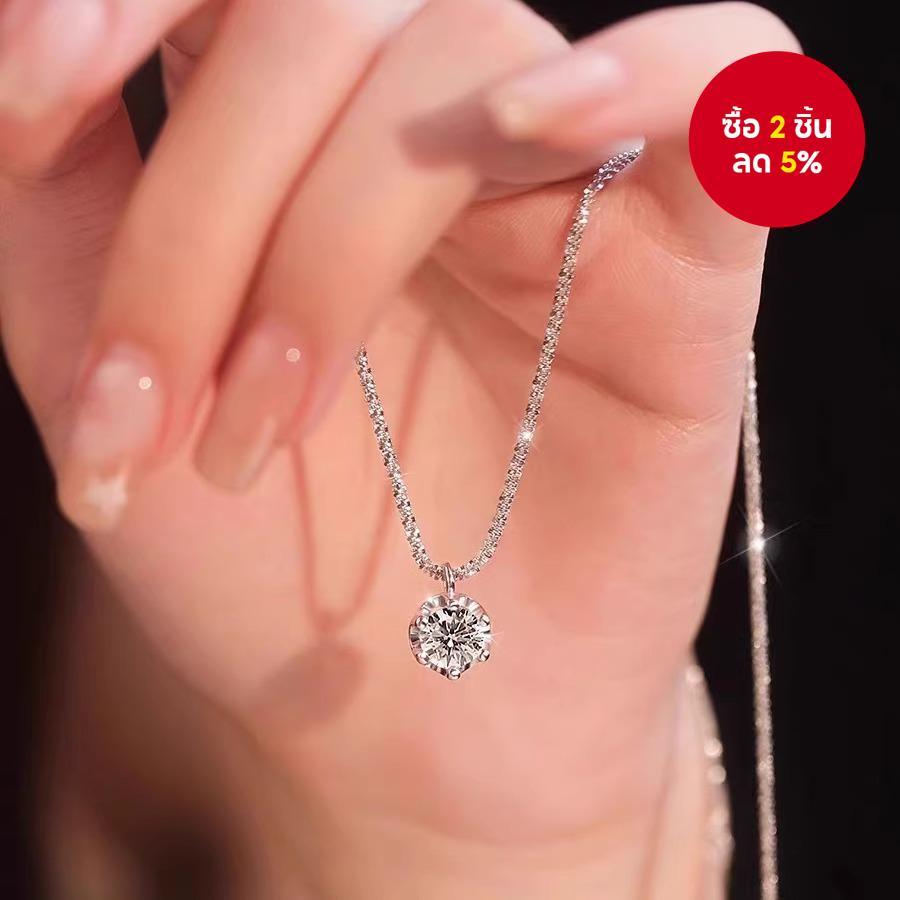 สร้อยคอเพทายเงินสําหรับผู้หญิง Minimalist รอบ Choker เครื่องประดับของขวัญ Collarbone Chain