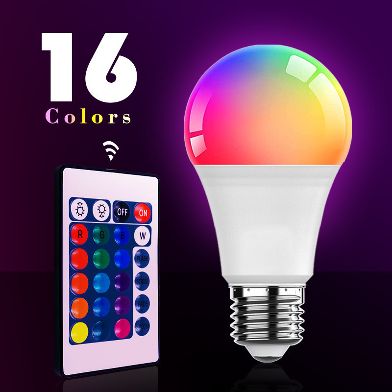 LED RGB Light Bulb AC 220V 230V E27 Bombillas LED 7W IR Remote Control Changeable Colorful RGBW Led 