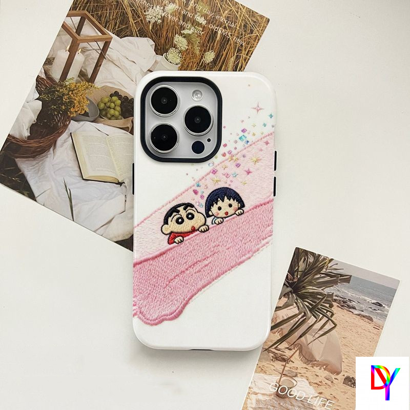 ถักXiaoxin Maruziคู่สไตล์ฟิล์มสองในหนึ่งเดียวสําหรับiPhone 17 16 15 14 13 12 11 Pro Max Air Plus XS XR 7 8Plus Anti-Fallป้องกันกรณี