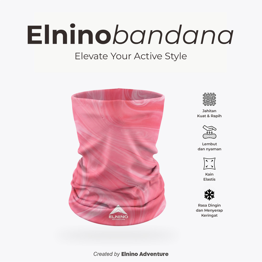 Elnino Multipurpose Headwear Mask Bandana Buff Bando Outdoor Quick dry - Marble Pink