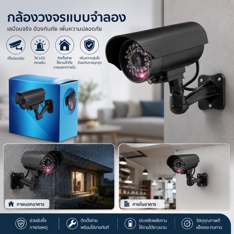 กล้องวงจรปิด แบบจําลอง กล้องวงจรปิดการเฝ้าระวังปลอม ABS พลาสติก #AP-0035