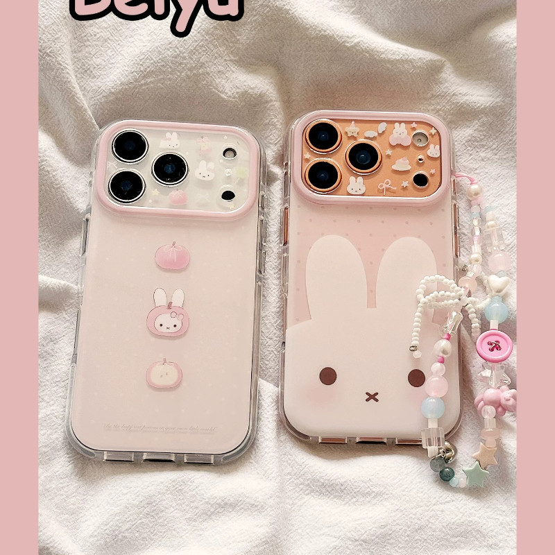 Huiwanju น่ารักการ์ตูนสาวหัวใจ miffy กระต่ายสําหรับ iPhone 17Promax โทรศัพท์มือถือกรณี iphone16pro/15pro/16pm/14pro/17pro/13