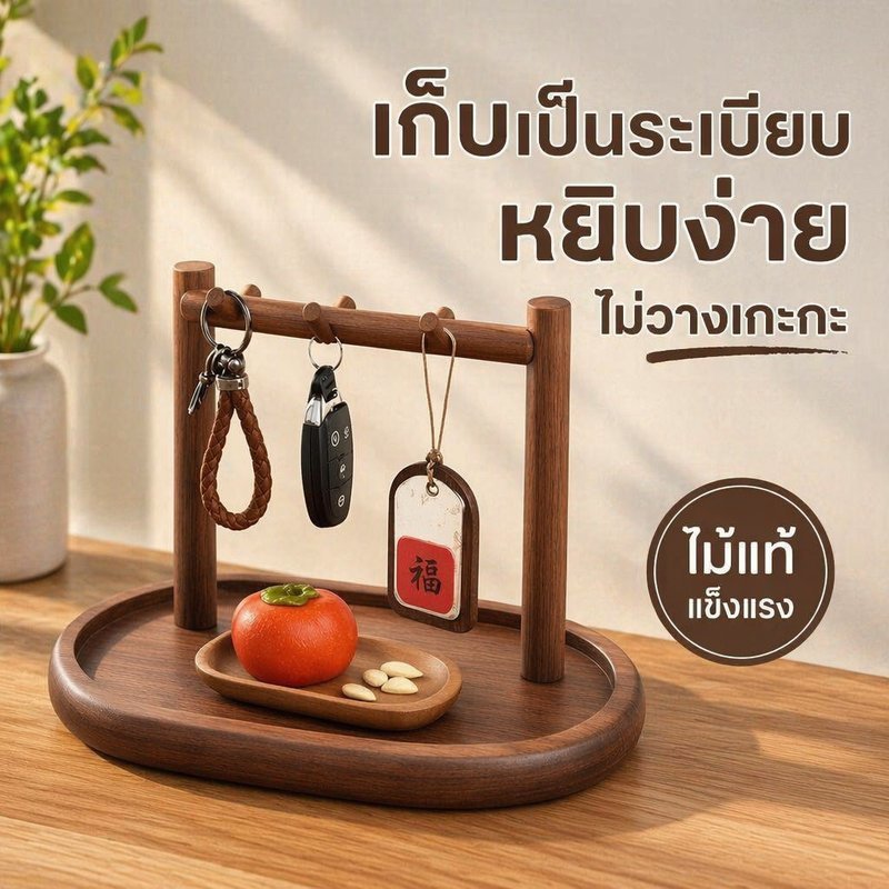 ถาดไม้ วางกุญแจ ที่แขวนกุญแจ ถาดใส่ของ ไม้เนื้อแข็ง วินเทจ จัดระเบียบ ทางเข้า ห้องนอน ตกแต่งบ้าน