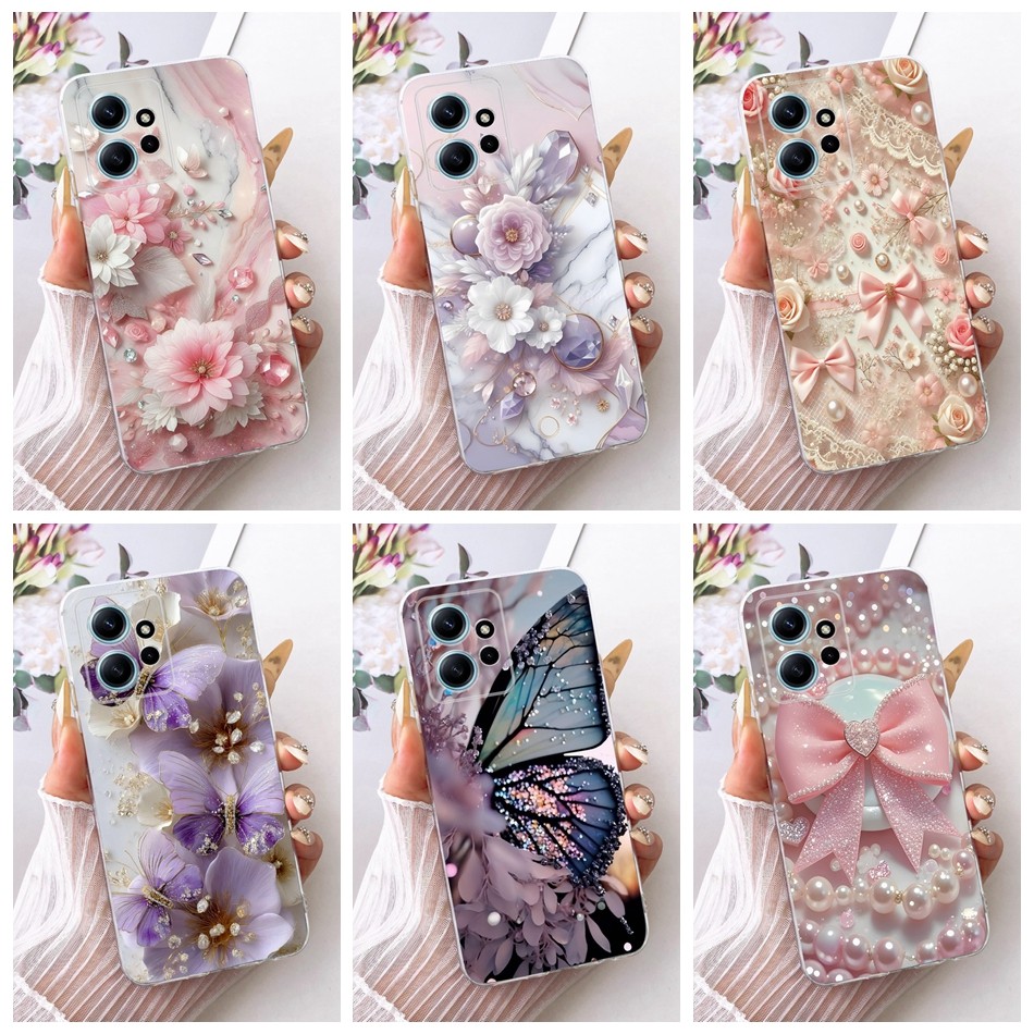 สําหรับ Xiaomi Redmi หมายเหตุ 12 4G ใหม่ดอกไม้ผีเสื้อรูปแบบเคสโทรศัพท์ Redmi Note12 4G ซิลิโคนนุ่ม TPU ปลอก