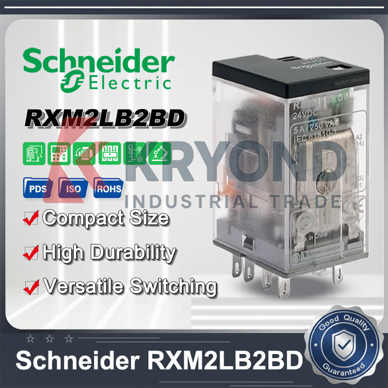 Schneider RXM/RPM Series DC24V/AC230V คอนแทคเลนส์เปลี่ยนรีเลย์ระดับกลางสําหรับการควบคุมอุตสาหกรรมและ