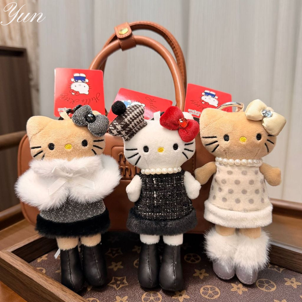 พวงกุญแจ kitty พวงกุญแจแมวซีรีส์สุภาพสตรีคิตตี้ขนยาวน่ารักของขวัญวันเกิดเซอร์ไพรส์สร้างสรรค์ตุ๊กตาการ์ตูน/ตุ๊กตาเคสกุญแจโทรศัพท์มือถือแบบเดียวกับคิตตี้