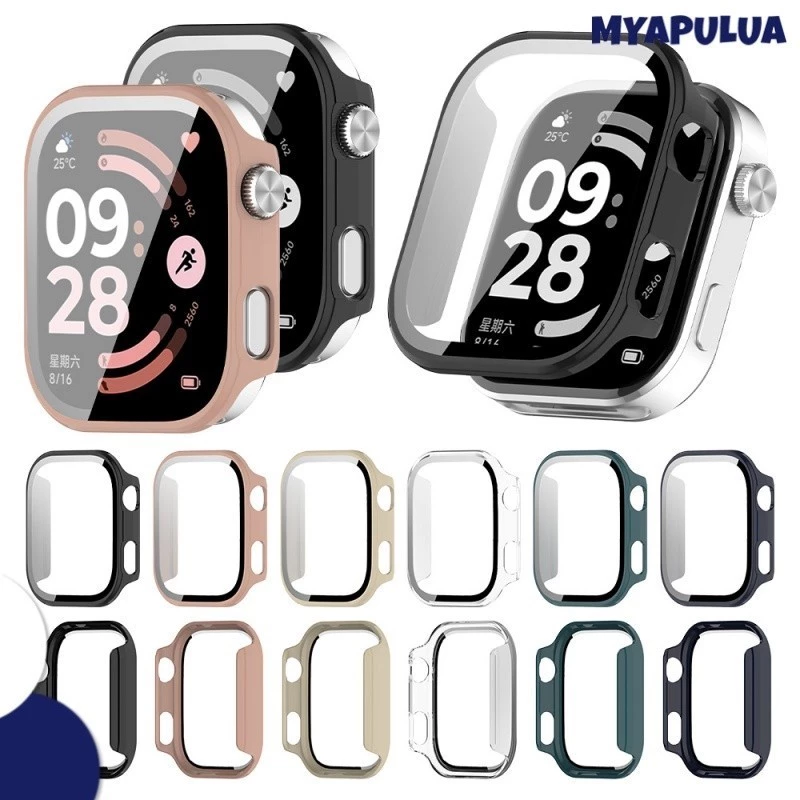 กระจกนิรภัย PC Cas for Smartwatch Redmi Watch 6 5 4 ป้องกันหน้าจอทั้งหมดรอบด้วยอุปกรณ์เสริมครอบฟิล์มกันชน