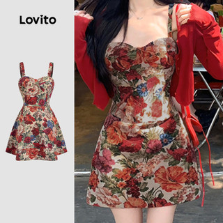 Lovito Boho Women Vintage Dress Spring/summer Multicolor Dress L144AD149